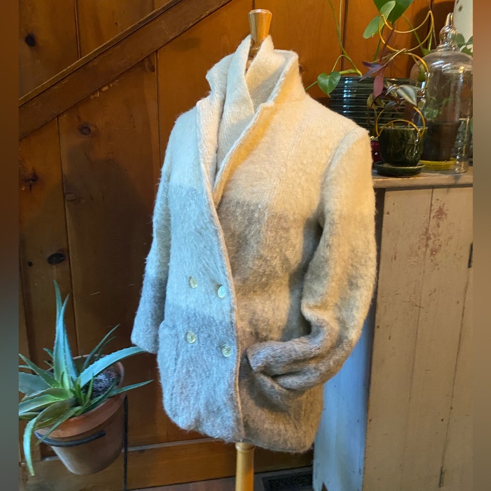 Vintage Hilda Ltd Wool Double Breasted Ombré Coat & Scarf Set
